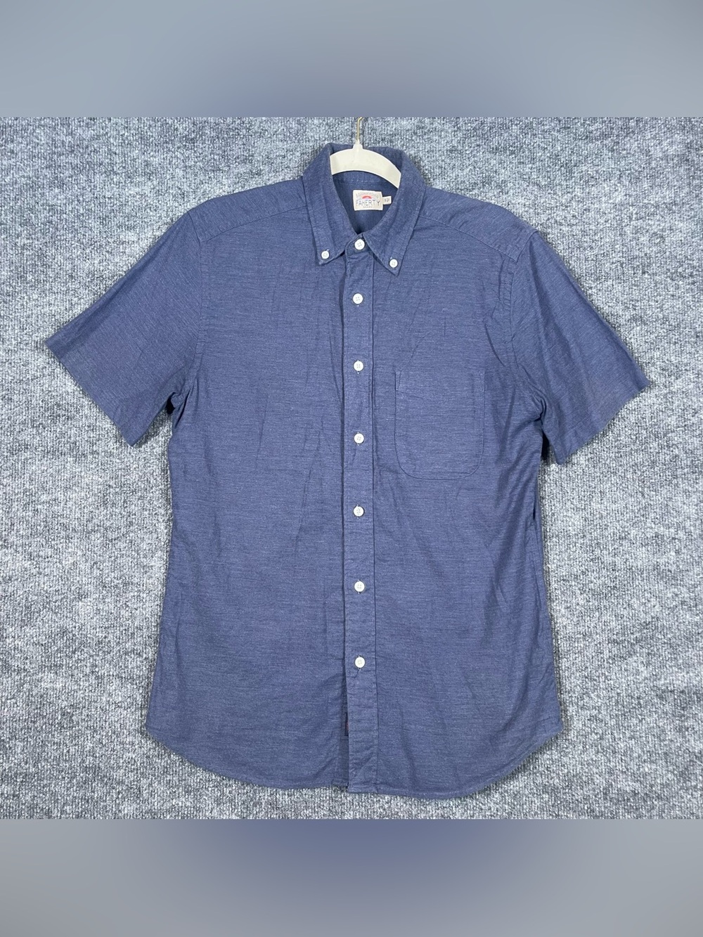 Faherty Mens Small Blue Polo Button Down Preppy Casual Soft Cotton Stretch